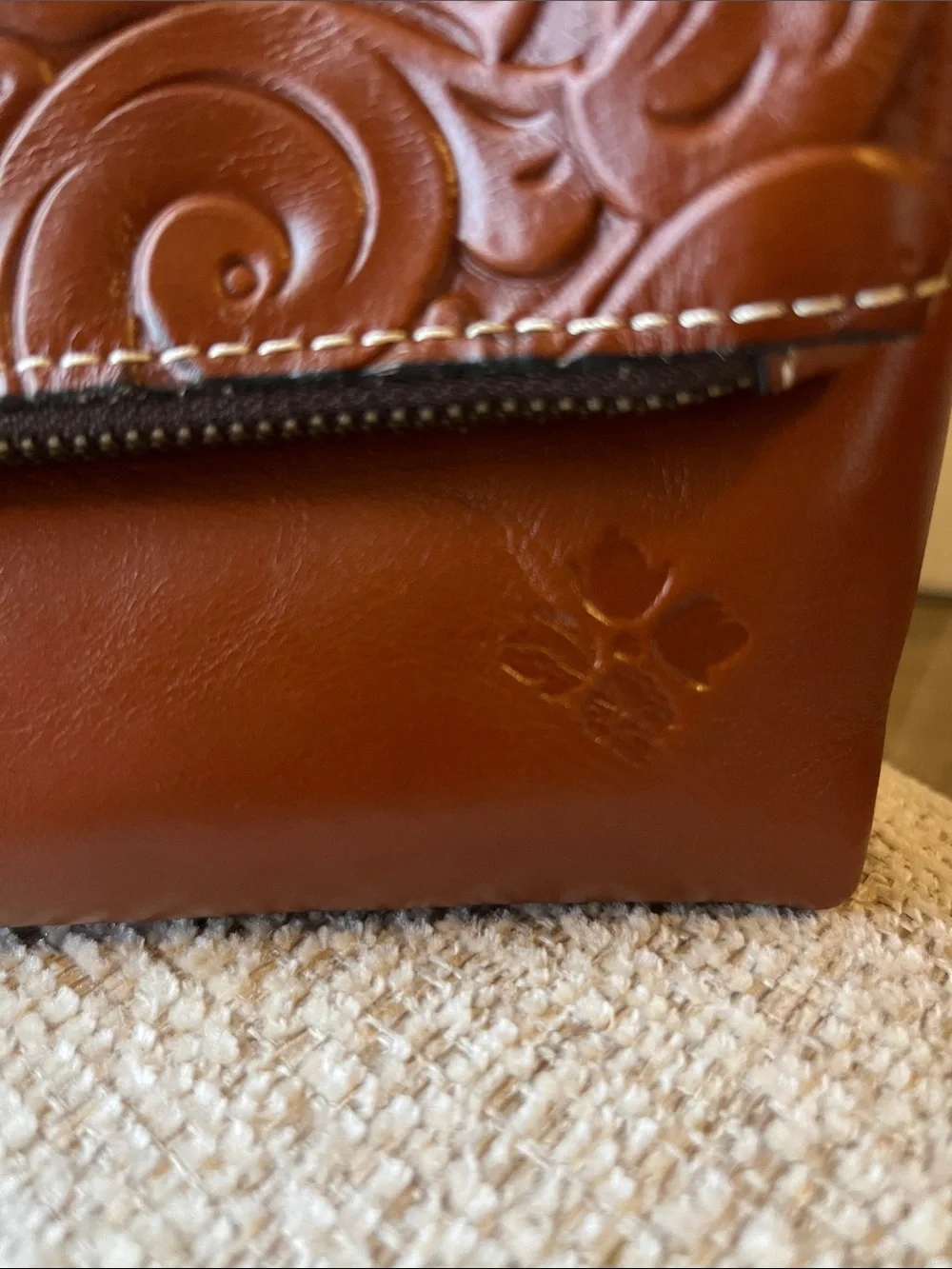 Patricia Nash VALERIE Fold-over Wristlet/Clutch Leather-Tooled Florence